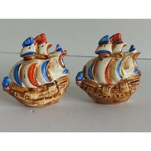 Vintage Ship Salt an pepper shakers made in Japan